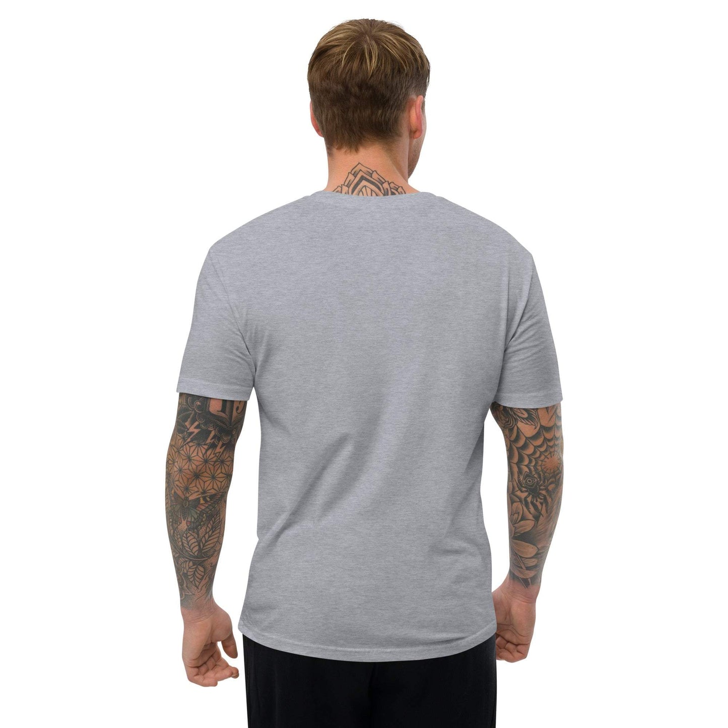 Man wearing a KING DOC Edition Tee in Heather Grey, showcasing the back view of the lightweight, soft, form-fitting t-shirt.
