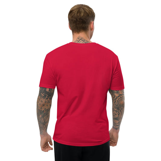 Red Men's Money Tee, comfortable and lightweight, rear view.