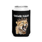 QUEEN DOC Hold My Beer can cooler with roaring leopard and crown design.