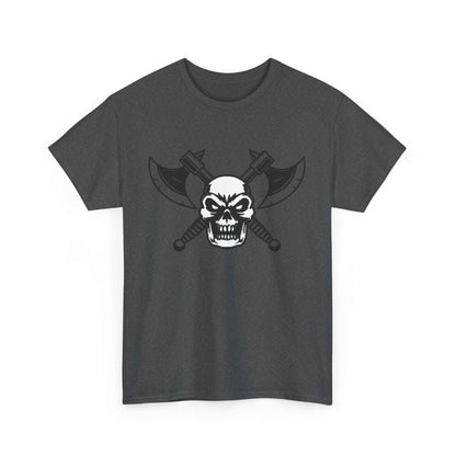Savage Squad X WARHAMMER gym shirt featuring a skull with crossed axes design.