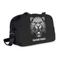 Savage Squad Fitness Bag with cheetah design, black, 12.4"x13.3".