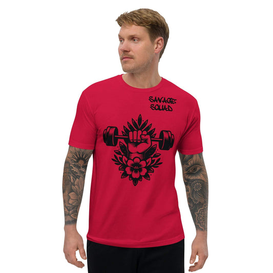 Men's Aloha Tee in red with graphic design, comfortable and lightweight.