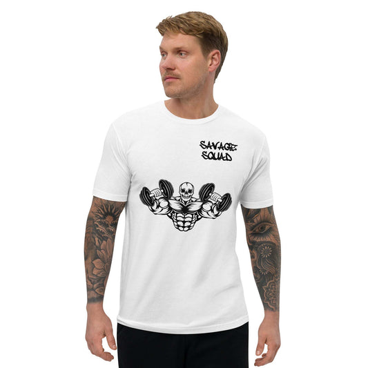 Men's Muscle Tee featuring a comfortable, lightweight design with "Savage Squad" graphic.