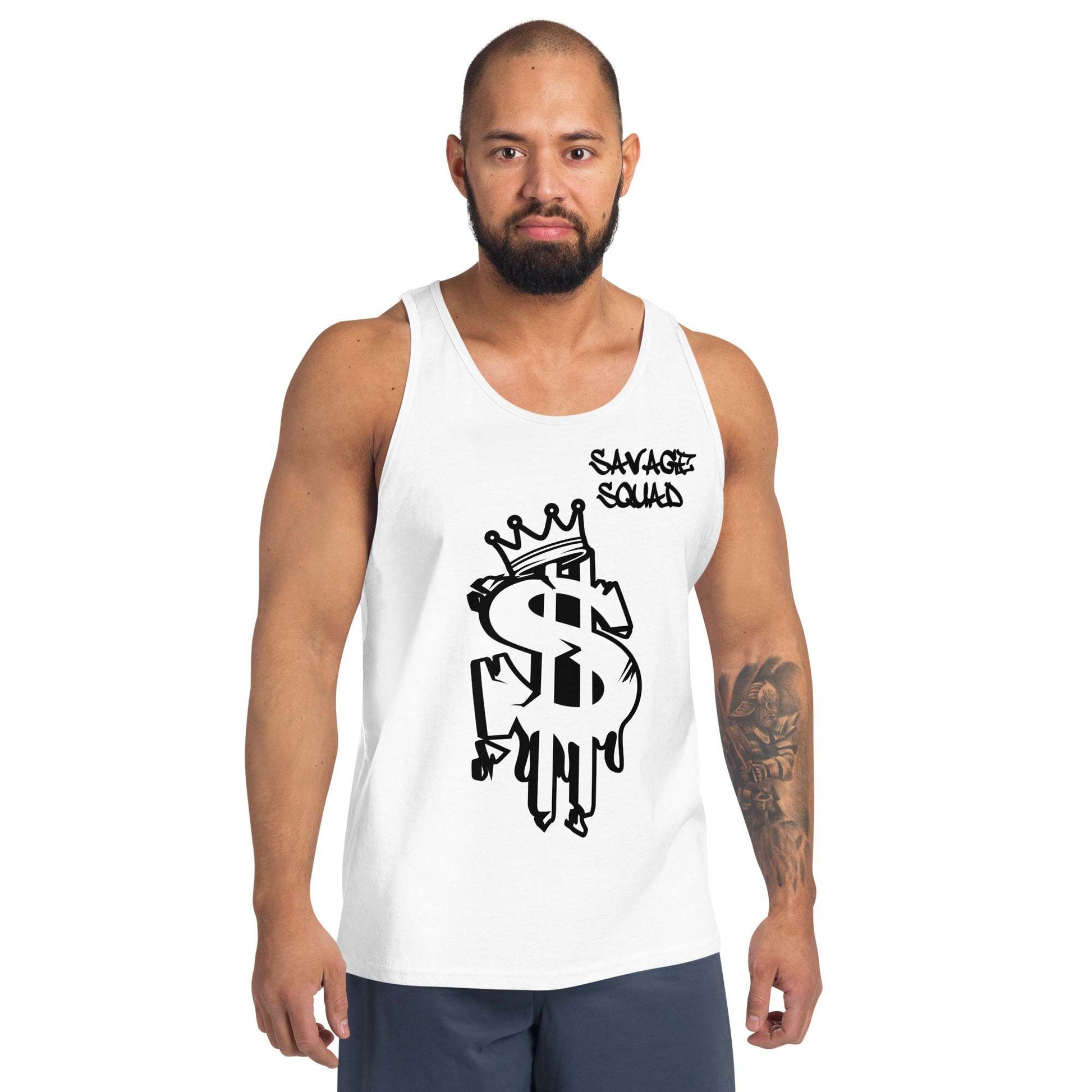 Men's Money Tank with dollar symbol design, classic and soft sleeveless top.