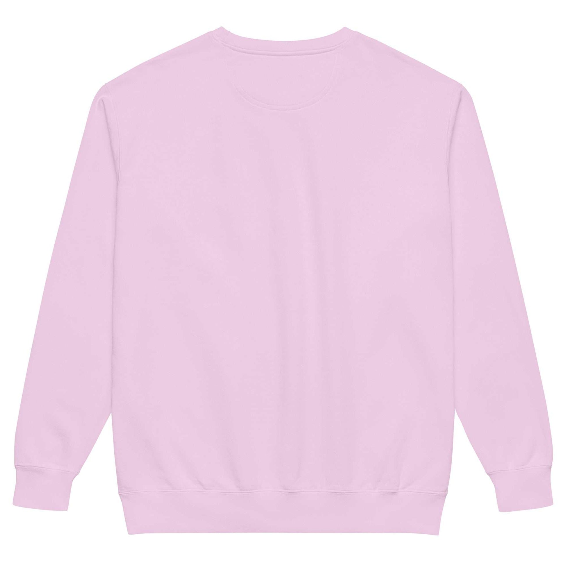Vintage-washed pink logo crewneck sweatshirt with relaxed fit and soft, worn-in feel.