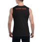 Men's Logo Tank with "Savage Squad" design on the back, soft black sleeveless style with relaxed fit and low-cut armholes.
