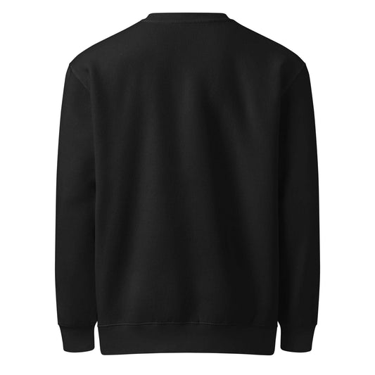Black men's logo crewneck sweatshirt, classic design, soft fleece, structured fit.