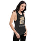 QUEEN DOC Edition Tank with fierce animal print and "Savage Squad" text, black muscle tank, relaxed fit.